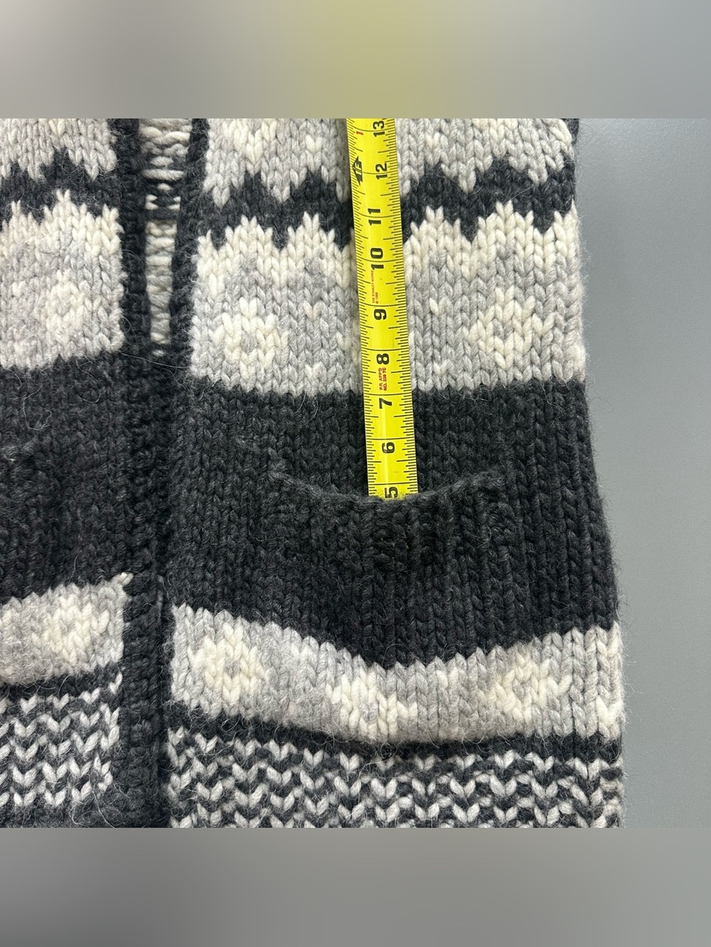 Madewell Open Front Sweater Vest Wool Blend Fair Isle Gray Black Alpaca Size L - Picture 6 of 14